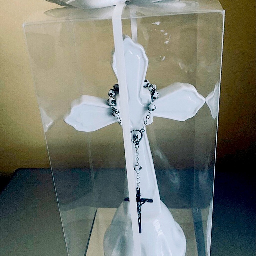 First communion white cross.